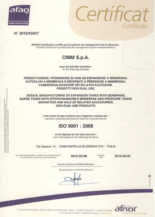 ISO9001國際質量體系認證證書